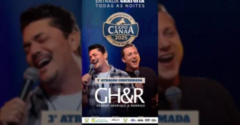 George Henrique & Rodrigo no palco da Expo Canaã 2025, divulgando show com entrada gratuita. Créditos: Instagram @expocanaa2025