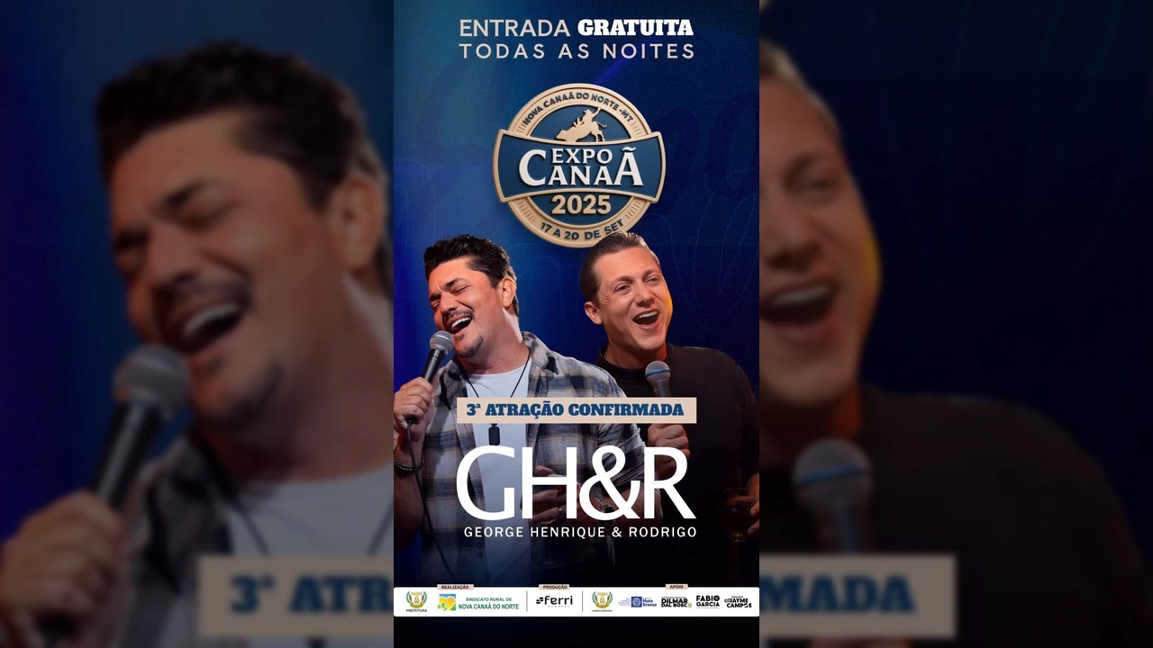George Henrique & Rodrigo no palco da Expo Canaã 2025, divulgando show com entrada gratuita. Créditos: Instagram @expocanaa2025