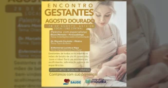 Mulher amamentando seu bebê, ilustrando o tema do Encontro de Gestantes Agosto Dourado em Itiquira, Prefeitura de Itiquira / Instagram
