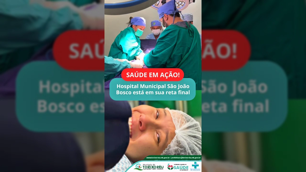 Obras avançadas no Hospital Municipal São João Bosco em Torixoréu, com nova fachada e ambulâncias. Créditos: Prefeitura de Torixoreu / Instagram.