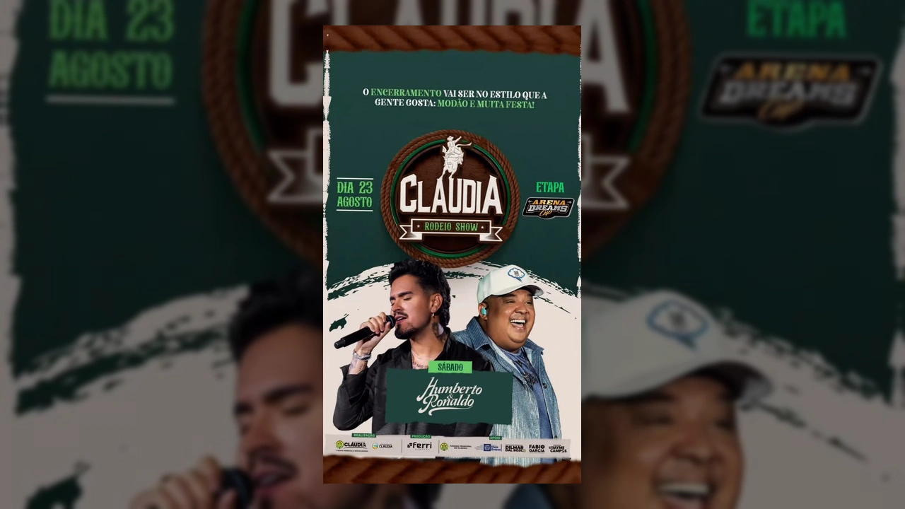 Humberto & Ronaldo confirmados para o Cláudia Rodeio Show 2025, em Cláudia, Mato Grosso / Créditos: claudiarodeioshow
