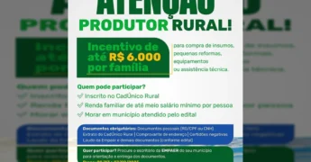 Imagem de um trator em campo aberto, simbolizando o incentivo a produtores rurais em Colíder, MT, conforme anúncio da Prefeitura de Colíder / Instagram.