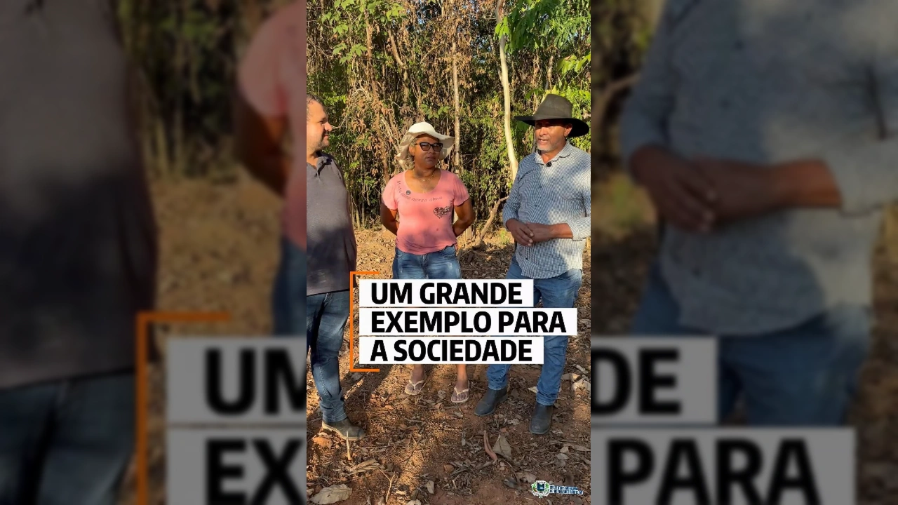 Moradora Gelda com Vice-Prefeito e Gordinho em área verde limpa no Bairro União, Nova Bandeirantes, MT. Crédito: Prefeitura Municipal de Nova Bandeirantes.