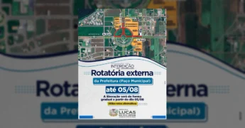 Imagem do mapa de interdição de trânsito na rotatória da Prefeitura de Lucas do Rio Verde para a ExpoLucas 2025. Crédito: Prefeitura de Lucas do Rio Verde / Instagram.