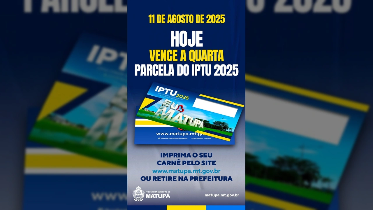 Homem falando sobre o vencimento do IPTU 2025 em Matupá. Créditos: Prefeitura Municipal de Matupá / Instagram.