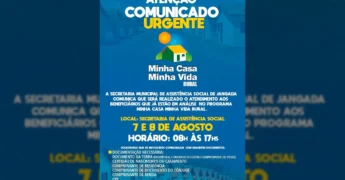 Convocação urgente para atendimento do programa Minha Casa Minha Vida Rural em Jangada, com créditos à Prefeitura de Jangada - MT.