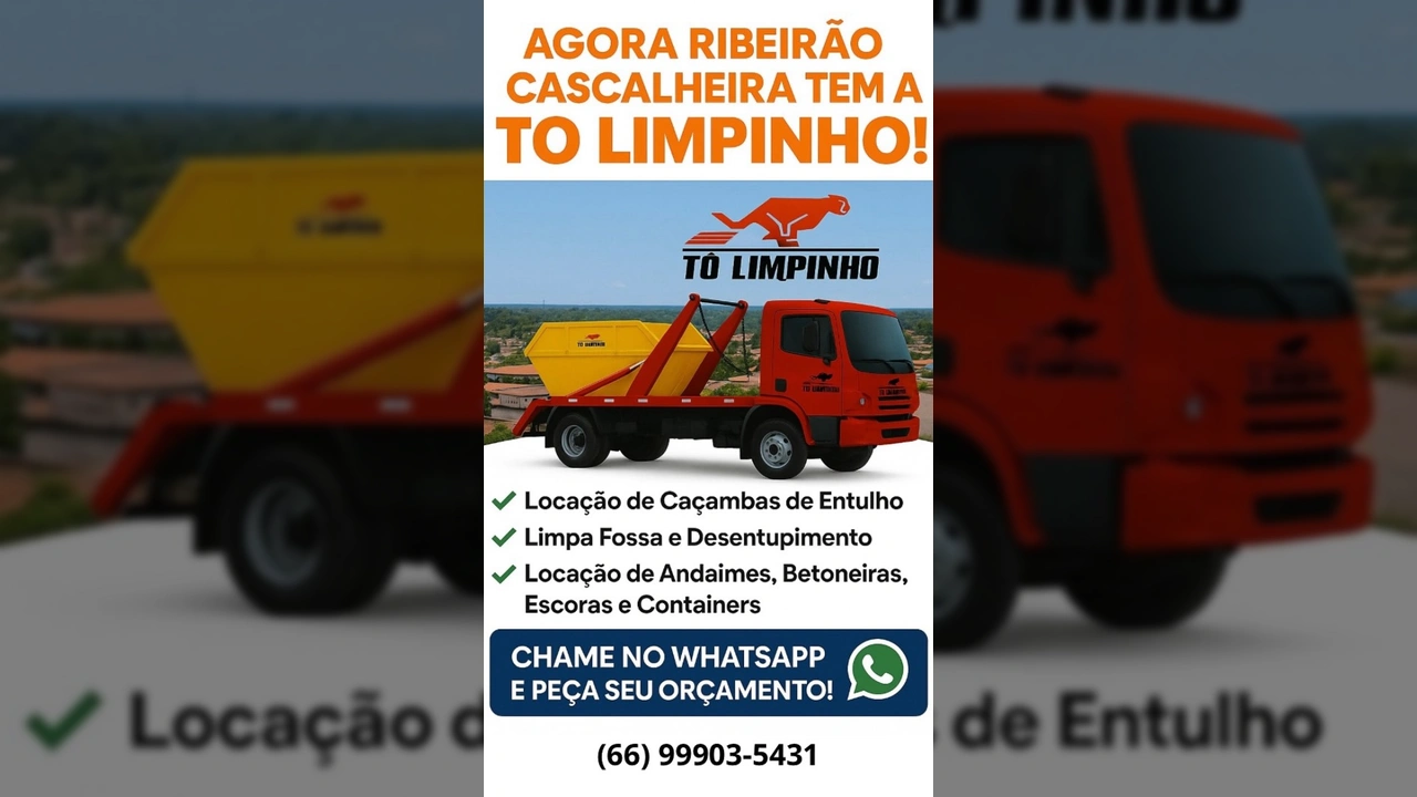 Representantes da Prefeitura de Ribeirão Cascalheira e o empresário Régis anunciam o novo serviço de Disk Entulho 'Tô Limpinho'. Crédito: Instagram @prefeituraribeiraocascalheira