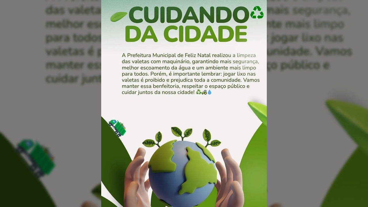 Máquina escavadeira Hyundai e caminhões basculantes realizando a limpeza de valetas em uma área rural de Feliz Natal, Mato Grosso. Crédito: Prefeitura de Feliz Natal / Instagram.