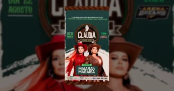 Foto da dupla sertaneja Maiara & Maraisa no palco, anunciando sua presença no Cláudia Rodeio Show 2025. Crédito: claudiarodeioshow / Instagram