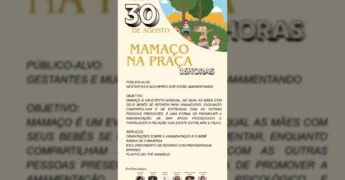 Imagem ilustrativa do evento Mamaço na Praça com mães amamentando em um parque, crédito: Prefeitura de Itanhangá