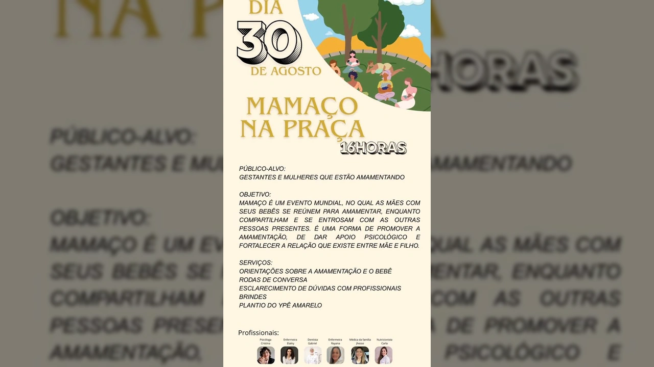 Imagem ilustrativa do evento Mamaço na Praça com mães amamentando em um parque, crédito: Prefeitura de Itanhangá