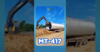 Equipamento pesado instalando tubos corrugados para drenagem na MT-417 em Nova Monte Verde. Créditos: Prefeitura de Nova Monte Verde / Instagram.