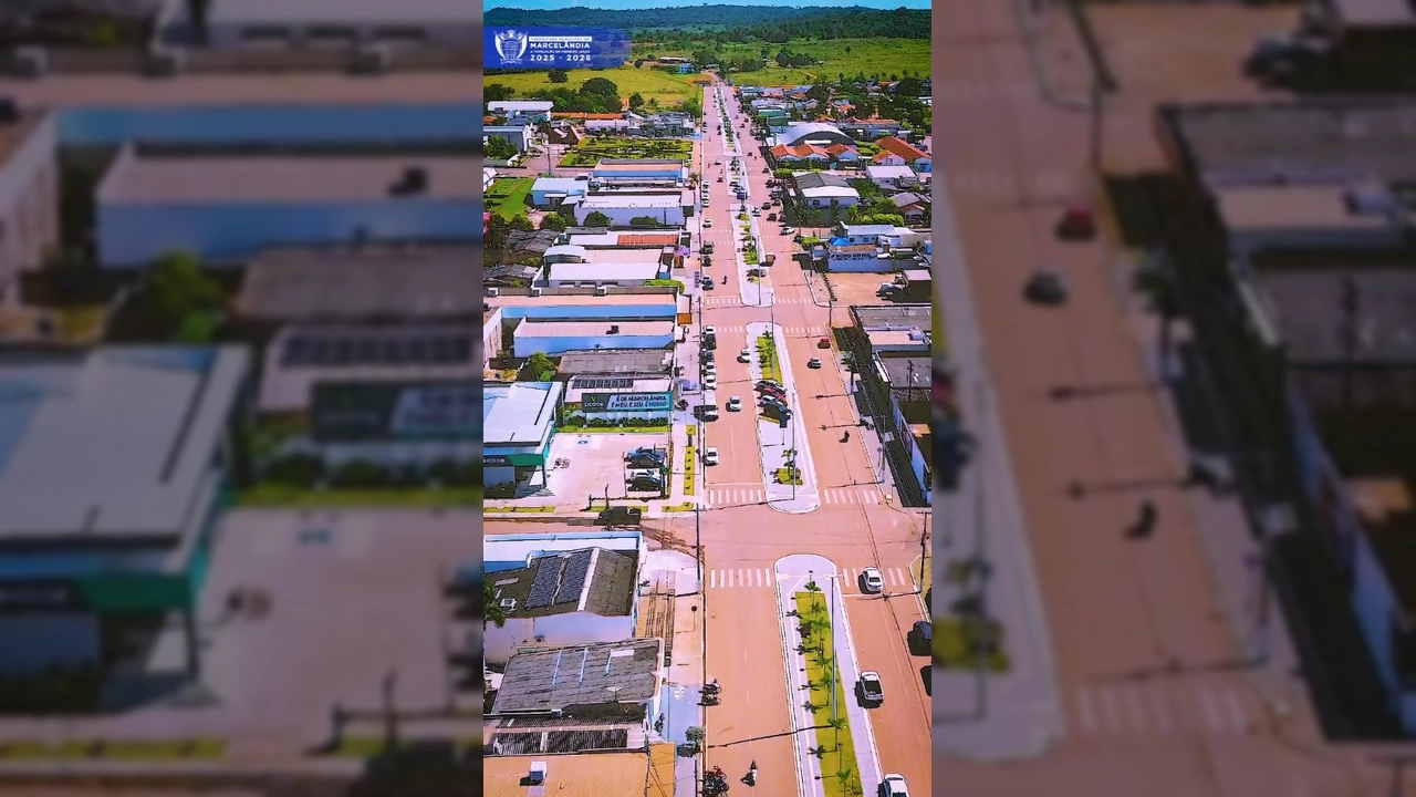 Vista panorâmica de Marcelândia mostrando desenvolvimento urbano e infraestrutura, celebrando 39 anos. Créditos: Prefeitura de Marcelândia/Instagram.