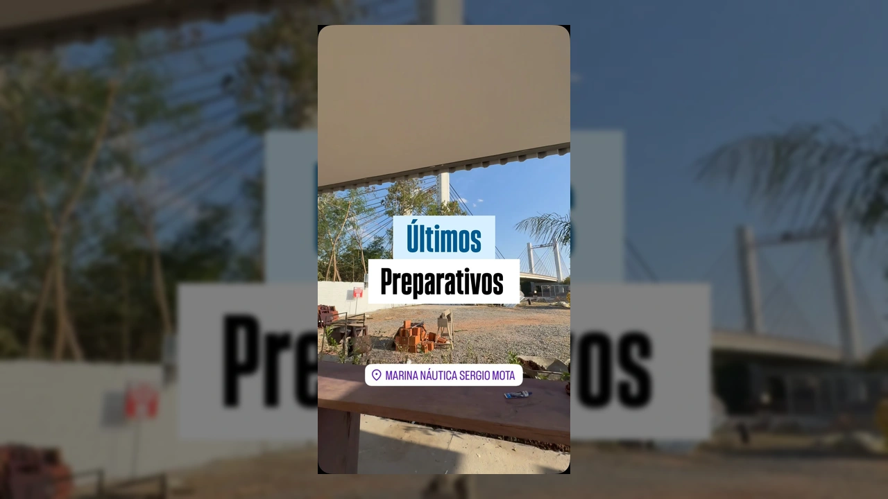 Fachada da Marina Náutica Sergio Mota em Cuiabá com letreiro 'Shopping Náutico' e homens caminhando em frente. Créditos: Instagram @marinasergiomotta