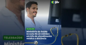 Imagem do Ministro da Saúde, Alexandre Padilha, e um médico com estetoscópio, ilustrando o investimento em telessaúde. Créditos: Canal Gov.