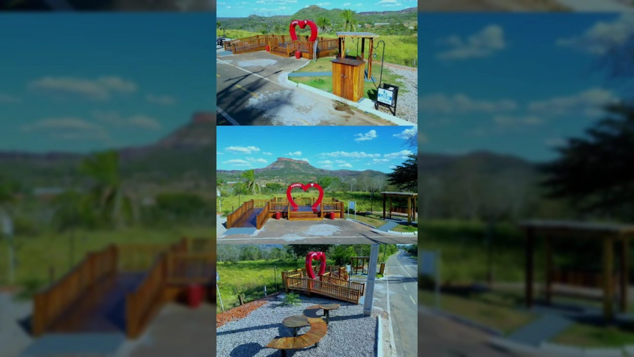 Mirante do Coração renovado em Poxoréu com vista para o Morro da Mesa. Créditos: Prefeitura de Poxoréu / Instagram