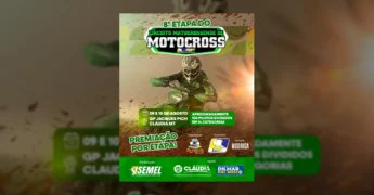 Imagem de um motociclista em alta velocidade na pista, representando o GP Jacques Pich em Cláudia.