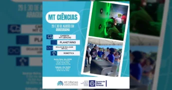 Imagens do evento MT Ciências em Araguaiana com planetário, realidade virtual e robótica. Crédito: secitecimtciencias / Instagram