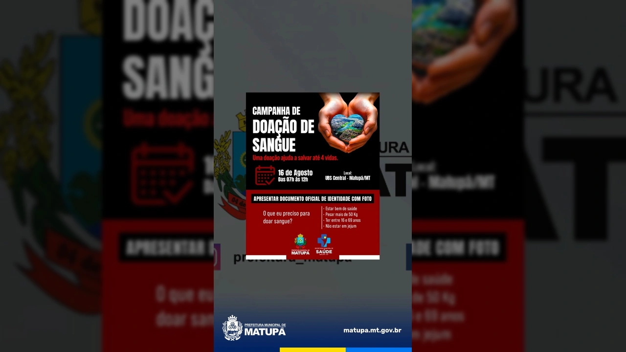 Mulher divulgando campanha de doação de sangue da Prefeitura de Matupá na UBS Central