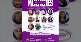 Imagem do cartaz do evento 'Mulheres em Ação' em Guarantã do Norte, promovido pela Prefeitura Municipal.
