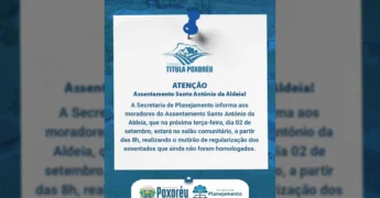 Anúncio do Programa Titula Poxoréu sobre mutirão de regularização para assentados, crédito: Prefeitura de Poxoréu / Instagram.