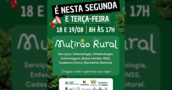 Imagem do Mutirão Rural em Terra Nova do Norte, mostrando o banner do evento com datas e serviços. Créditos: @terranovadonorte no Instagram.