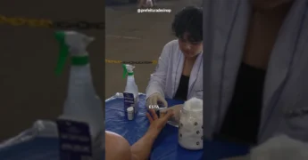 Pessoas recebendo atendimento de saúde durante mutirão em Sinop. Crédito: Prefeitura de Sinop / Instagram