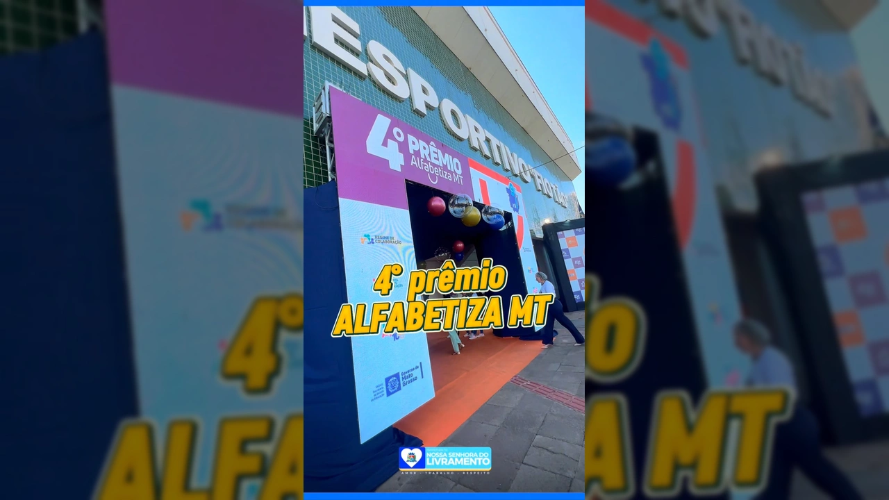 Prefeito e Secretária de Educação de Nossa Senhora do Livramento recebem prêmio no Alfabetiza MT. Crédito: prefeituradelivramento / Instagram.