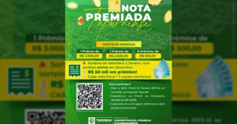 Imagem da Prefeitura de Tapurah divulgando o programa Nota Premiada Tapuraense. Créditos: Prefeitura de Tapurah / Instagram.