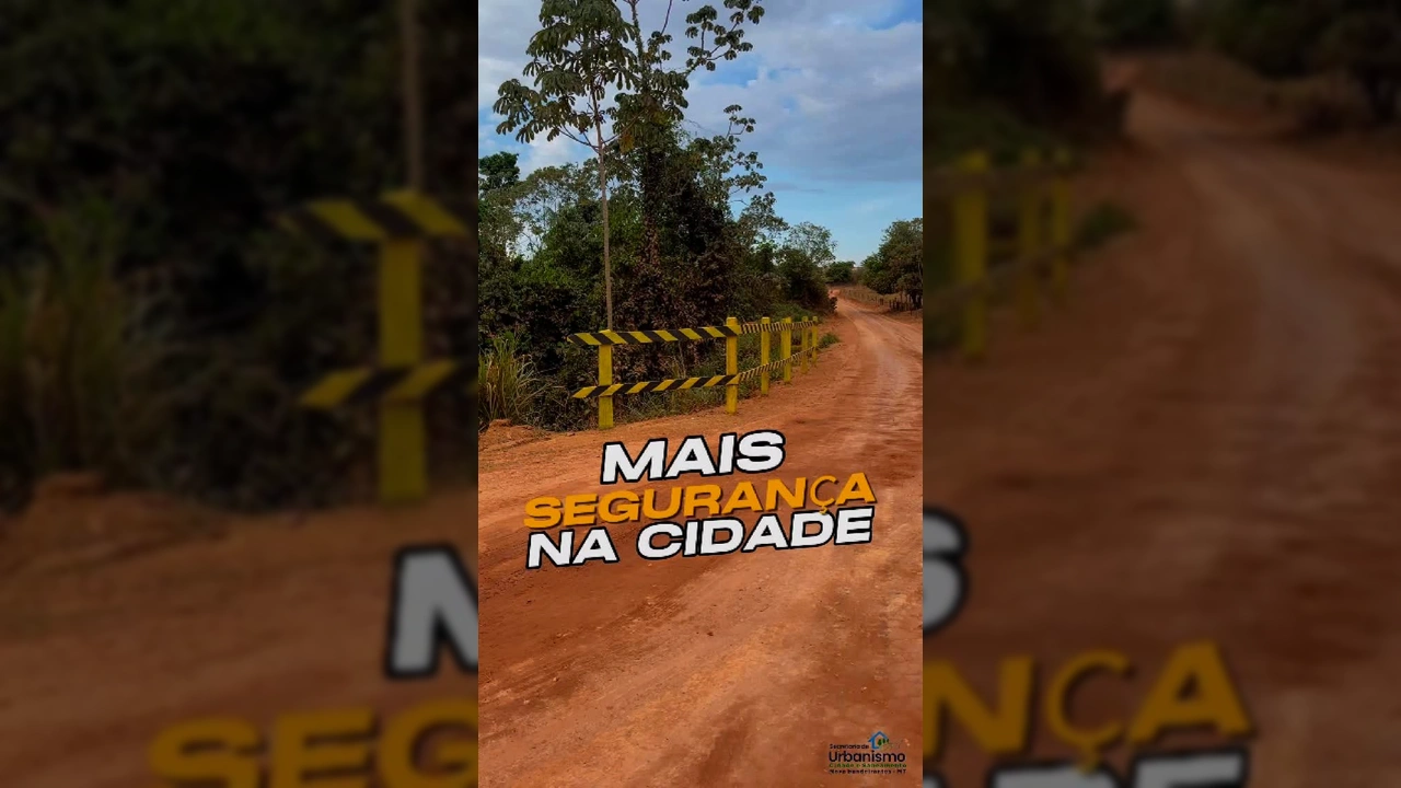 Imagem da ponte no Setor Ceará, Nova Bandeirantes, com corrimão amarelo e preto e um homem de camisa azul e jeans falando sobre as melhorias. Créditos: Prefeitura de Nova Bandeirantes / Instagram