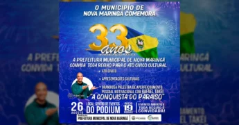 Nova Maringá 33 anos de emancipação, evento cívico cultural com Rafael Takei. Créditos: @prefnovamaringa