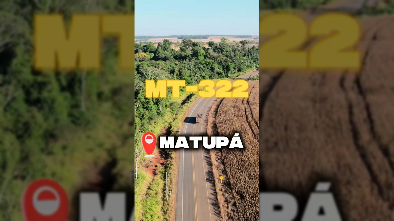 Rodovia MT-322 com asfalto novo e paisagem rural em Matupá e Peixoto de Azevedo, Mato Grosso. Imagem do Governo de Mato Grosso.