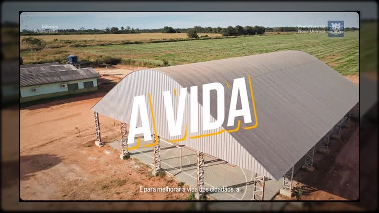Vista aérea de quadras esportivas e escolas reformadas em Nova Ubiratã, crédito Prefeitura Municipal de Nova Ubiratã / Instagram.