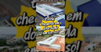 Foto aérea e detalhes da construção das novas escolas em Sorriso, Mato Grosso, mostrando o investimento em educação / Instagram GovMT