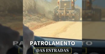 Motor niveladora em operação nas estradas rurais de Nova Bandeirantes, MT. Créditos: Prefeitura de Nova Bandeirantes / Instagram.