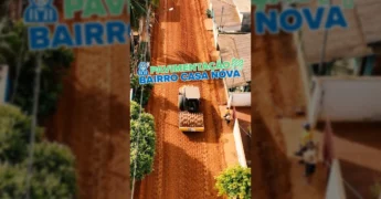 Obra de terraplanagem e drenagem no Residencial Casa Nova, São José do Rio Claro. Créditos: Prefeitura de São José do Rio Claro / Instagram.