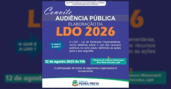 Convite da Prefeitura de Pedra Preta-MT para a Audiência Pública da LDO 2026 na Câmara Municipal