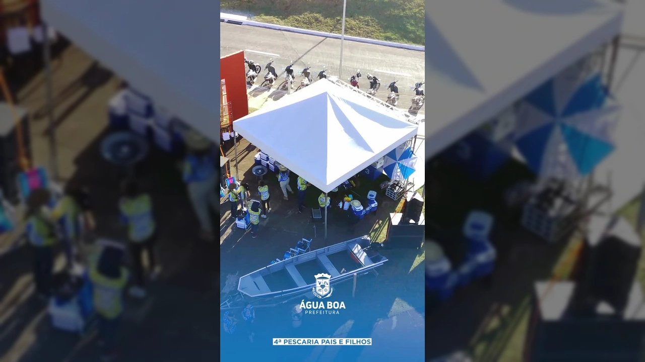 Famílias reunidas e pescando na 4ª Pescaria Pais e Filhos em Água Boa, MT. Crédito: Prefeitura de Água Boa / Instagram.