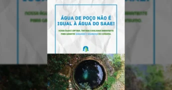 Poço de água cercado por vegetação, contrastando com a segurança da água do SAAE Nova Mutum. Créditos: saaenovamutum / Instagram