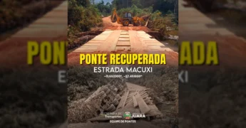Ponte da Estrada Macuxi em Juara, após recuperação. Créditos: Prefeitura de Juara / Instagram.
