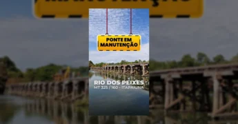 Obras de manutenção na Ponte do Rio dos Peixes, estrada da Itapaiuna, Juara, MT. Crédito: Prefeitura de Juara / Instagram.