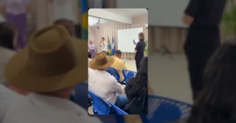 Prefeito de Nova Lacerda e secretária municipal de Educação em Pontes e Lacerda. Créditos: Prefeitura de Nova Lacerda / Instagram.
