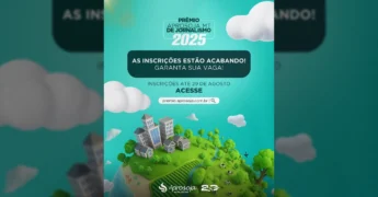 Imagem do Prêmio Aprosoja MT de Jornalismo 2025 com o aviso de últimos dias para inscrição até 29 de agosto, por Aprosoja Mato Grosso.
