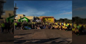 Imagens da 1ª Corrida Pés Pela Paz realizada em Água Boa, MT, promovida pela Prefeitura de Água Boa-MT, com foco no combate à violência doméstica.