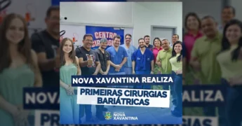 Foto da equipe médica e do prefeito de Nova Xavantina após as primeiras cirurgias bariátricas. Crédito: Sms Nova Xavantina / Instagram