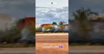 Queimada em área urbana de Pedra Preta, Mato Grosso, com fumaça visível. Crédito: Prefeitura de Pedra Preta-MT / Instagram
