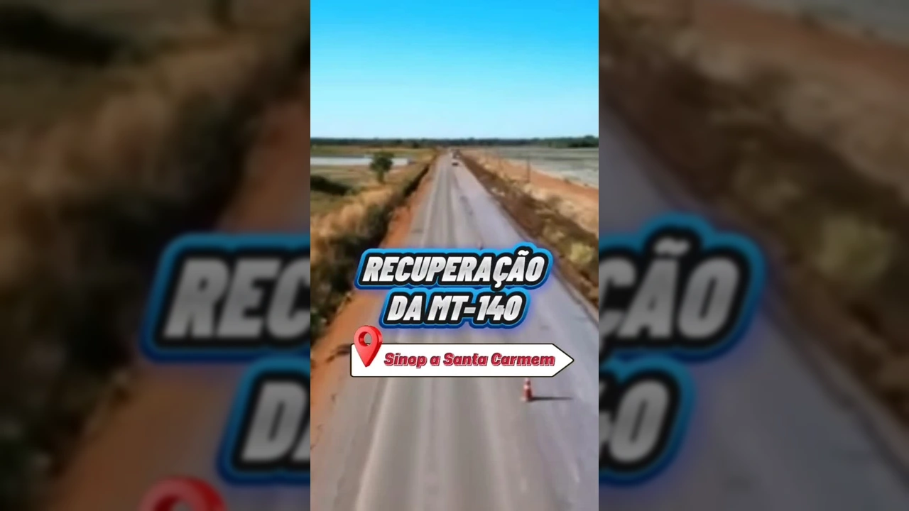 Imagens aéreas e terrestres das obras de recuperação da MT-140 em Mato Grosso, com máquinas e veículos em ação. Créditos: @mauromendesoficial / Instagram