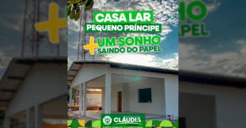 Imagem da reforma da Casa Lar Pequeno Príncipe em Cláudia, mostrando o progresso da obra. Créditos: Prefeitura de Cláudia / Instagram