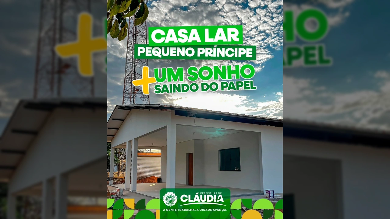 Imagem da reforma da Casa Lar Pequeno Príncipe em Cláudia, mostrando o progresso da obra. Créditos: Prefeitura de Cláudia / Instagram