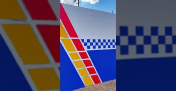 Pintura da fachada do Núcleo da PM em Gaúcha do Norte. Crédito: Prefeitura de Gaúcha do Norte no Instagram.